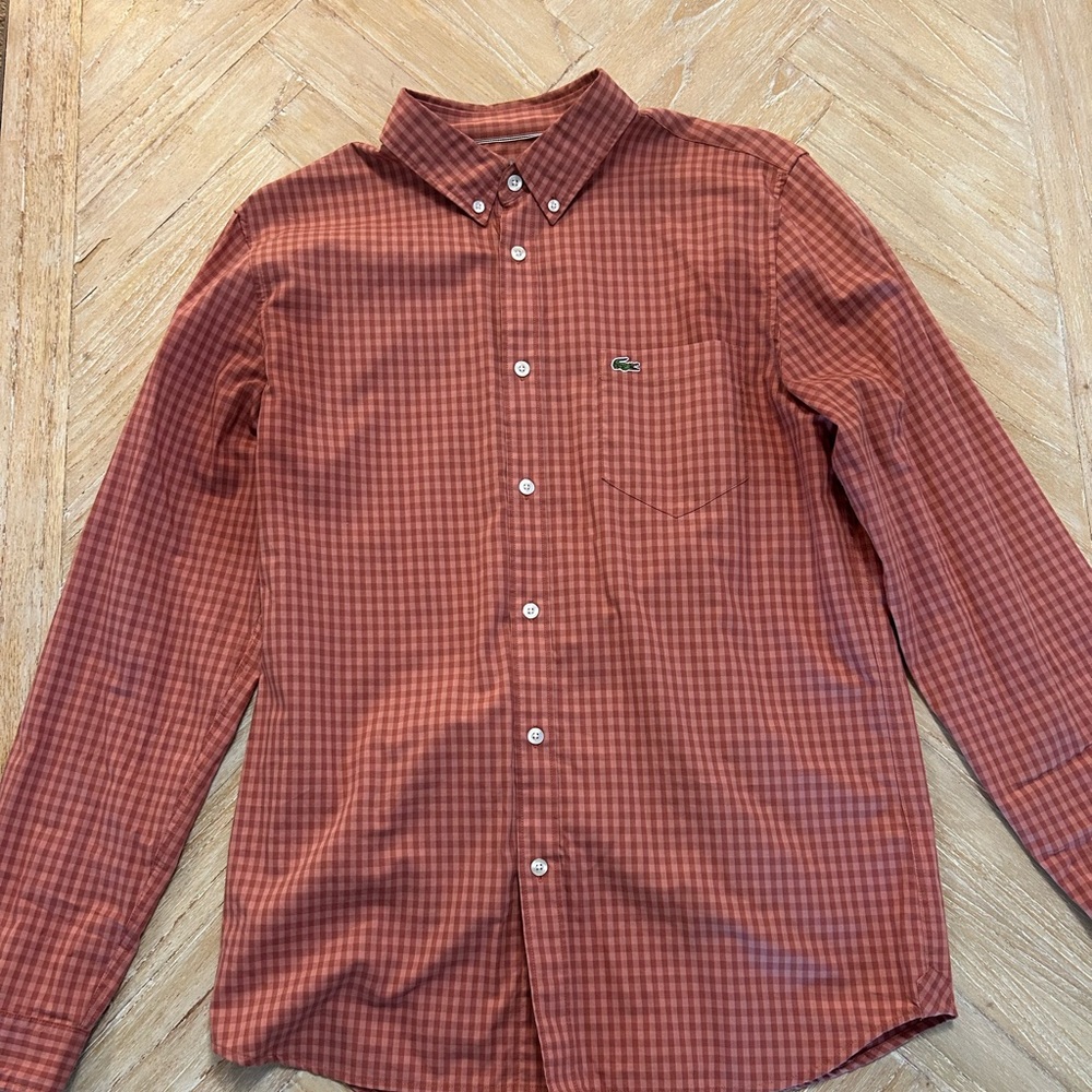 Lacoste Orange Gingham Medium Classic Fit Shirt